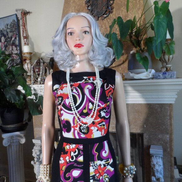 Etro Black Sheath Dress with Multicolor Floral Print Panels – IT 44 / US 8 - Picture 5 of 16